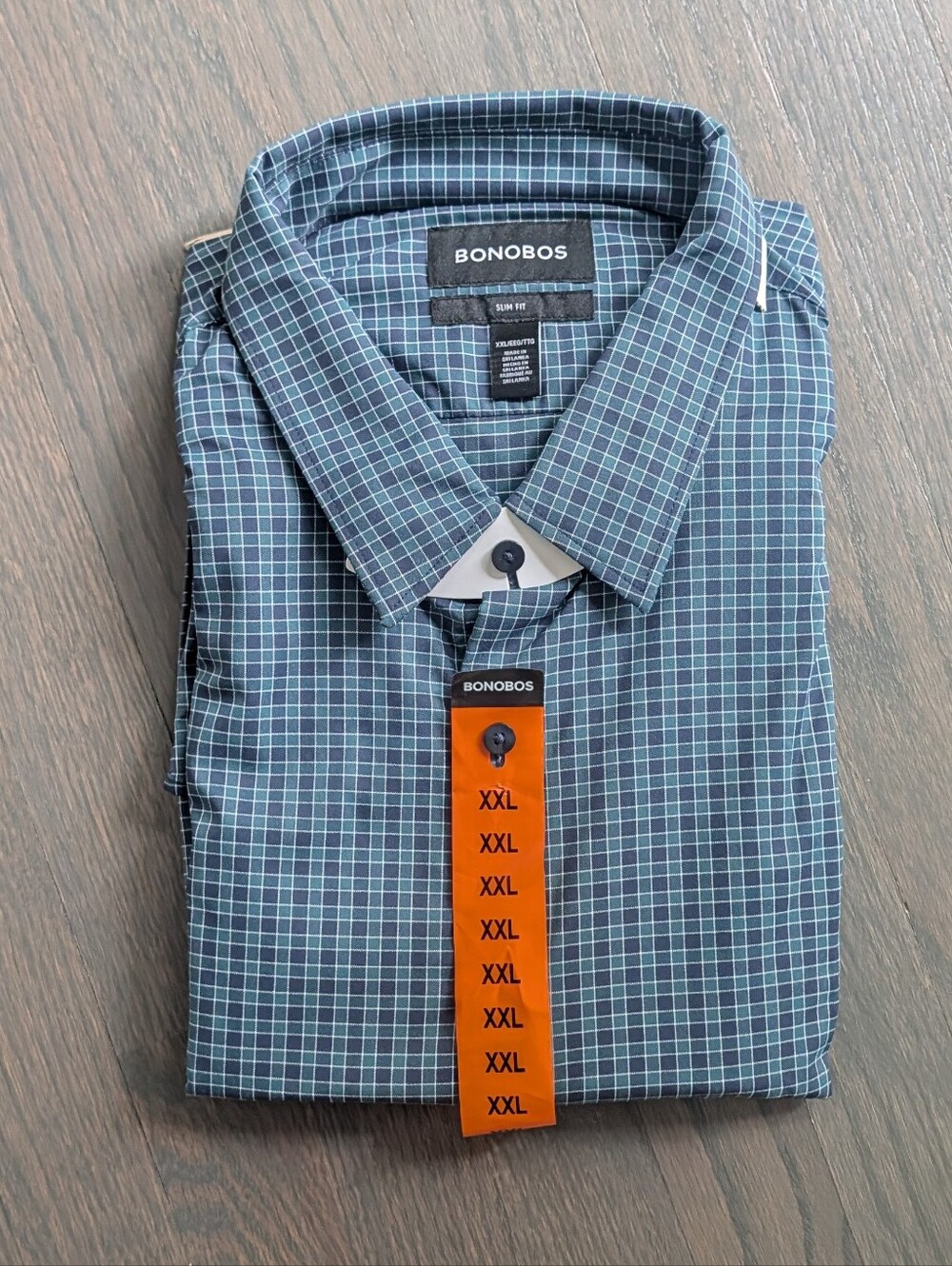 Bonobos Men's XXL Slim Fit Button Down Tech Shirt – NWT Blue Gray Plaid
